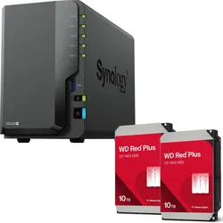 Synology DiskStation DS224+ 2 Einschübe NAS-Server Leergehäuse + 2x WD Red® Plus NAS Festplatte 10 TB, 256MB (20TB)