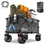 Sekey XXL Plus Bollerwagen Faltbar mit Bremsen 200L 150KG Belastbar, 17x10 cm Extra Breite Reifen All Terrain Bollerwagen, Patentiert Zusammenfaltbar aus Vier Richtungen, XXL-PlusB 4011, Anthrazit