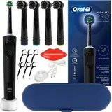 Oral-B Vitality Pro D103 Protect X Clean (Cross Action Black) + 4 Präzisionszahnspitzen schwarz + Etui navy blue