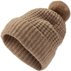 Tchibo - Strickmütze mit Bommel - cognac