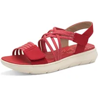 Jana Coshy Damen Sandalen flach mit Klettverschluss Vegan, Rot