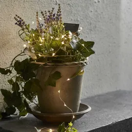 StarTrading Star Trading Solar Lichterkette Drahtlichterkette Draht silber 50 LEDs, warmweiß 4,9m -