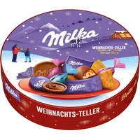 Milka Weihnachts Teller bunt gemischte Schokoladen Produkte 202g