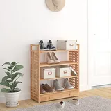 vidaXL Schuhregal 70 x 81 x 27 cm mit Schublade Nussbaum braun