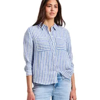 STREET ONE Hemdbluse mit Streifen Muster Blau 42