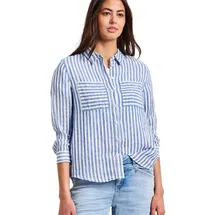 STREET ONE Hemdbluse mit Streifen Muster Blau 42