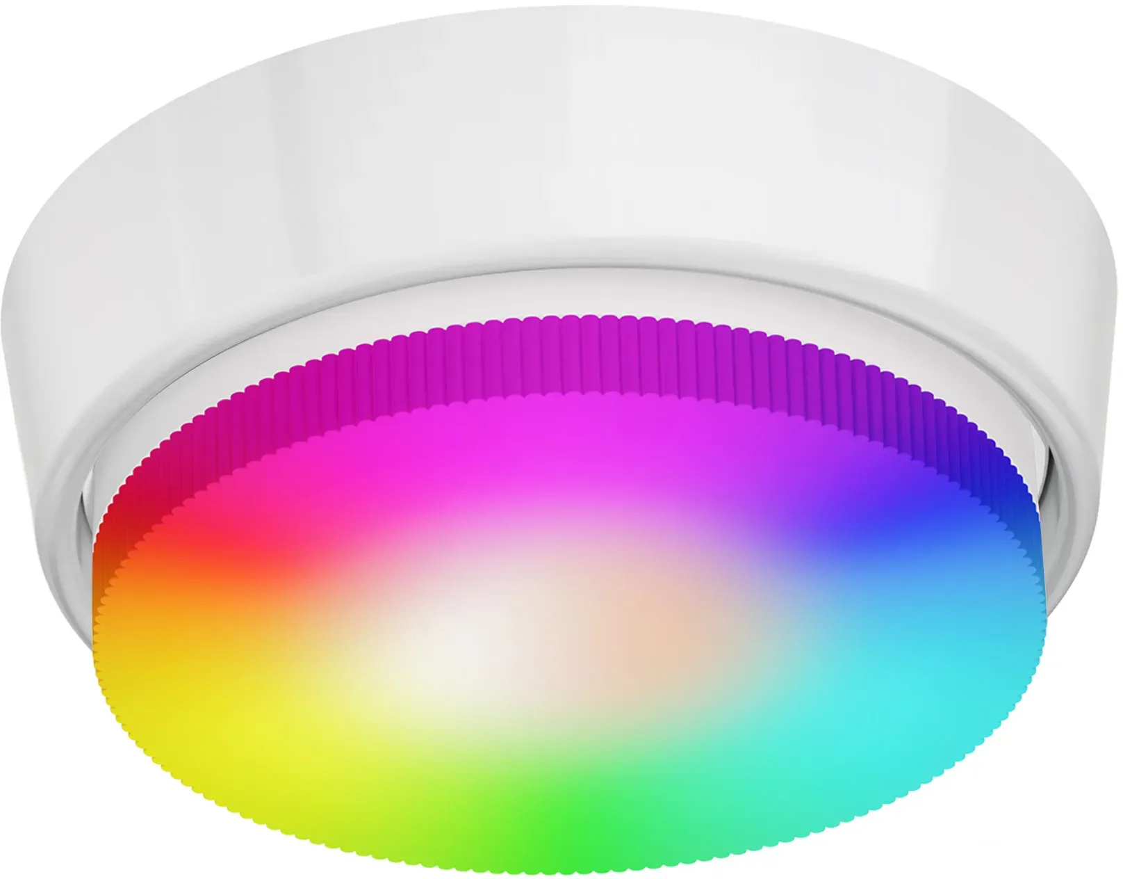 ledscom.de Aufbaurahmen INEL, weiß. rund 90mm Ø + RGB Leuchtmittel warmweiß - kaltweiß (2900 - 6200)