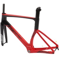 Alomejor Rennrad-Rahmen-Kit, Carbon-Faser-Innenführung, Scheibenbremse, Vorderradgabel-Vorbau für Mountainbikes und Rennräder (XXL-58CM)