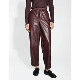 Opus Kunstlederhose Myha Edgy Relaxed mit Barrel Leg Dark Grape, 38