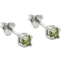 GALLAY Ohrstecker 3mm Glasstein Oliv rhodiniert Silber 925 onesize