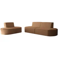 Fun Möbel Polstergarnitur Sofaset Designersofa MILOT 2-1 in Stoff, (Set, 2-tlg), Rundumbezug braun|goldfarben