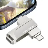 CONNUMY 256GB USB Stick für iPhone, 3-in-1 Flash Laufwerk EIN-klick-Backup für Fotos und Videos, Externer Speicherstick kompatibel mit iPhone/iPad/Android/PC