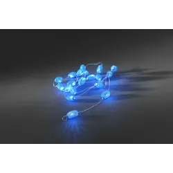 Konstsmide LED Dekolichterkette, blaue ovale Metallsteine, 20 blaue Dioden, batteriebetrieben, Innen, transparentes Kabel/Draht