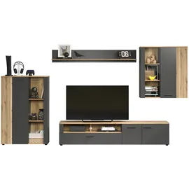 trendteam Wohnwand Esteban Dekor Grau Anthrazit