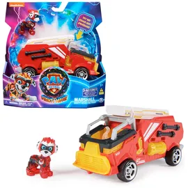 Paw Patrol Mighty Kinofilm Fahrzeug von Marshall mit Welpenfigur Rot/Gelb