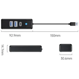 COFI Orico Hub Usb-A, 2x Usb-A (2X3.1), Usb-C, 5 Gbps, Pwc2U-U3-015-Bk-Ep - Schwarz