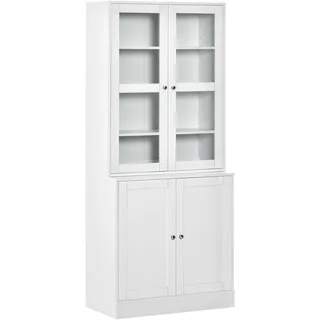 HOMCOM Bücherschrank MDF, Gehärtetes Glas