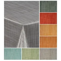 Laro Wachstuch-Tischdecke Leinenoptik 80 x 80 cm Grau