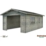 Palmako Holzgarage Roger ohne Tor Grau tauchgrundiert 360 cm x 550 cm