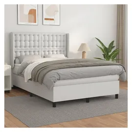 vidaXL Boxspringbett mit Matratze Weiß 140x200 cm Kunstleder