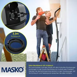 Masko MASKO® Industriestaubsauger Staubsauger Nass Trocken Sauger Edelstahl 2300W + Steckdose | Blasfunktion | Trocken-Saugen & Nass-Saugen Push&Clean Industrie-Sauger mit ohne Beutel beutellos