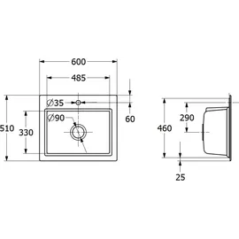 Villeroy & Boch Subway Style 60 S fossil + Handbetätigung