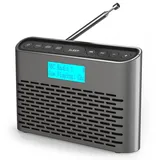 DAB-Radio Tragbar, DAB Plus/DAB Radio, UKW-Radio, Kleines Radio, Digitalradio Netzbetrieb oder Akku, USB-Aufladung für 15 Stunden Wiedergabe, schlankes Design