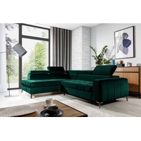 Fun Möbel Ecksofa Schlafsofa Sofa AGNESA Stoff Salvador Dunkelgrün Ottomane Links / Speed