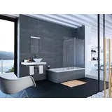 Hüppe Xtensa pure Badewannenabtrennung Gleittür 1-teilig mit festem Segment Breite:140cm Anschlag rechts, XT0702123322, Duschkabine: Profilfarbe Black Edition Glas ESG klar mit ANTI-PLAQUE