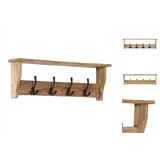 vidaXL Wandgarderobe mit 4 Haken Massivholz Mango