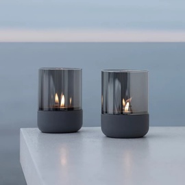 BLOMUS Windlicht Calma 2tlg. Stein, Marmor, Granit Grau Dunkelgrau