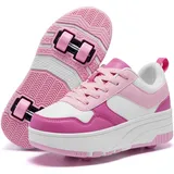 ANEFUN Jungen Mädchen Schuhe mit Rollen Skate, Kinder Rollschuhe Schuhe mit 4 Rollen Abnehmbar, Komfort Outdoor Sportschuhe für Kinder - 34 EU