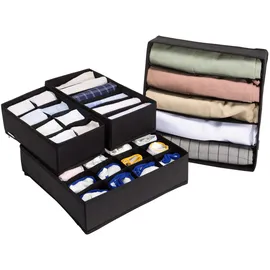 Navaris Aufbewahrungsbox 4er Set verschiedene Größen schwarz