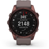 Garmin Fenix 7S Sapphire Solar mokkafarbenes Titan Kunststoffarmband dunkelgrau