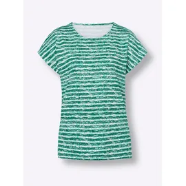 Sieh an! Kurzarm-Shirt in grün-ecru-geringelt | Gr.: 48