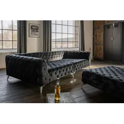 KAWOLA Big Sofa NARLA Chesterfield Sofa Velvet schwarz