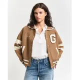 GANT für Damen. 4805301 Braune Varsity-Strickjacke (L), Lässig, Baumwolle
