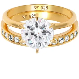Elli "Eternity Set 925 Silber, mit Kristallen von Swarovski" Gr. 52, gold, Fingerringe, Damen, 52mm,mit Steinen, Silber 925 (Sterlingsilber)
