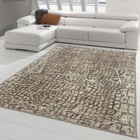 Teppich-Traum Moderner Dielen Designerteppich mit dezenten Farben abstrakt Gemustert in beige, Größe 120x170 cm