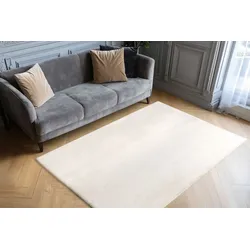 Fellteppich OBSESSION "Infinity 200", weiß, B:120cm H:40mm L:170cm, Polyester, Teppiche, Kunstfell, Uni Farben, Kaninchenfell Haptik, supersoft