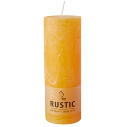 Papstar Rustic Zylinderkerze, durchgefärbt, Hochwertige Stumpenkerze aus Paraffin- und Stearin, 1 Karton = 6 Stück, goldgelb