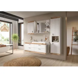 VCM xonox.home Badezimmerspiegel mit Ablage Laredo weiß Nachbildung 70x80x16 cm