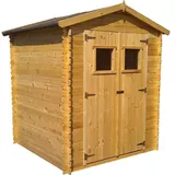 Gerätehaus, Gartenschuppen, Gartenhaus - 2 x 2 Meter - aus Holz / Blockbohlen - inkl. Dachpappe - Braun
