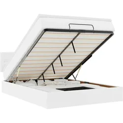 vidaXL Ottoman-Bett mit Matratzen & LEDs Reinweiß 140x200cm Kunstleder