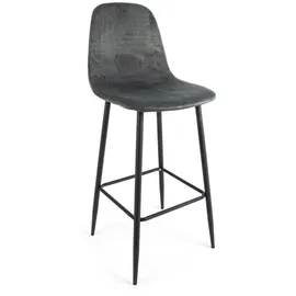BIZZOTTO Barhocker Irelia 2er-Set aus Samt, modern, gepolstert, Dunkelgrau, Metallgestell, für Dein Zuhause