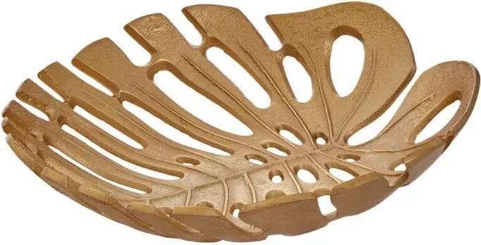 Premier Housewares Prato Monstera Blatt-Serviervielle, groß, goldfarben