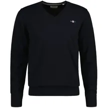 GANT »Classic Cotton V-Neck« Strickpullover, V-Ausschnitt, Baumwolle, Blau 2XL