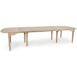 Casa Padrino Luxus Massivholz Esstisch Naturfarben 152-382 x 120 x H. 78 cm - Ausziehbarer Massivholz Küchentisch - Esszimmer Möbel - Küchen Möbel - Massivholz Möbel - Luxus Möbel