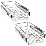 HENGMEI 2X Küchenschrank Teleskopschublade 30cm Schrankauszug Ausziehbare Ablage Küchenschubladen Organizer Küchen Regal Korbauszug Schlafzimmerschublade Vollauszug 20kg Belastbar
