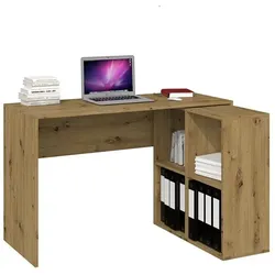 TOPESHOP Eckschreibtisch Platzsparender mit integriertem Regal